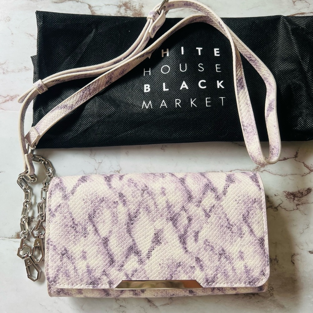 White House Black Market Clutch Crossbody Snakeskin